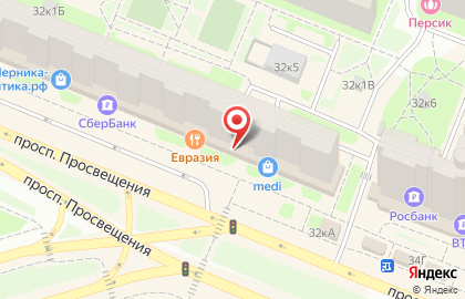 Фирменный магазин Море чая на метро Проспект Просвещения на карте