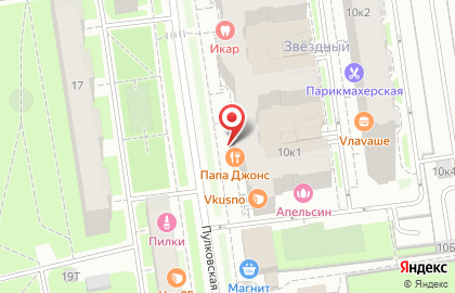 Пиццерия Папа Джонс на Пулковской улице на карте