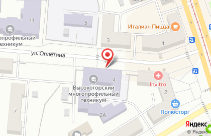 Высокогорский многопрофильный техникум в Екатеринбурге на карте