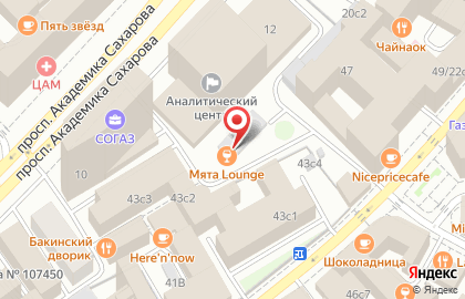 Кальян-бар Мята Lounge на проспекте Академика Сахарова на карте