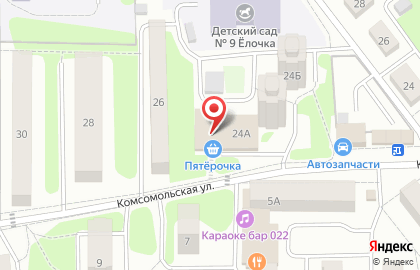 Супермаркет Пятёрочка на Комсомольской улице в Лыткарино на карте