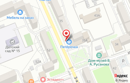 Супермаркет Пятёрочка в Железнодорожном районе на карте