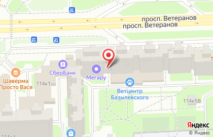 Кафе Кировец на проспекте Ветеранов на карте