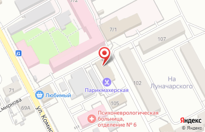 Шиномонтажная мастерская Подкова на улице Луначарского на карте