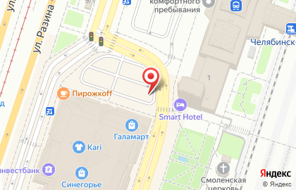 Киоск по продаже печатной продукции Вечерний Челябинск на Привокзальной площади на карте