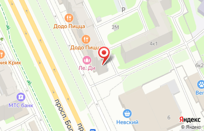 Банк ВТБ на метро Проспект Большевиков на карте