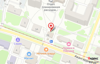 Продовольственный магазин Мясное подворье на улице Авангардная, 7а на карте