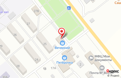 Продовольственный магазин Вечерний на Октябрьской улице на карте