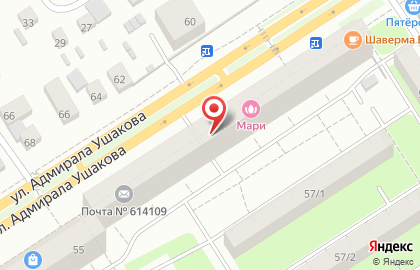 Швейная мастерская на улице Адмирала Ушакова на карте