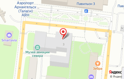 Кафе-бар Аэроплан в Архангельске на карте