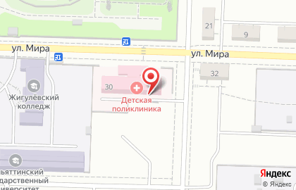 Центральная городская больница Детская поликлиника на улице Мира в Жигулёвске на карте