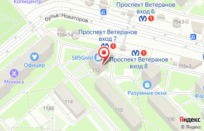 Аптека Планета здоровья на метро Проспект Ветеранов на карте