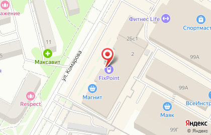 Банкомат СберБанк на улице Комарова, 2 на карте