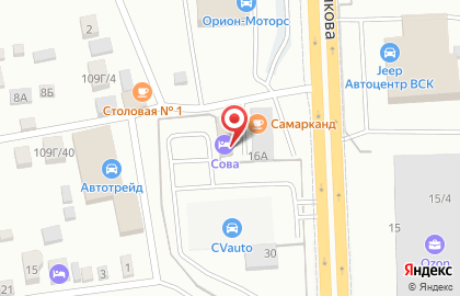 Отель Сова в Красноярске на карте