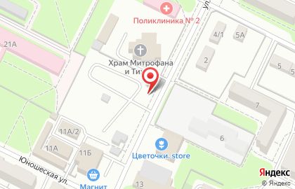 Киоск по продаже религиозных товаров Задонский мужской монастырь на Юношеской улице на карте