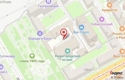 Нижегородская областная фармация на площади Свободы на карте