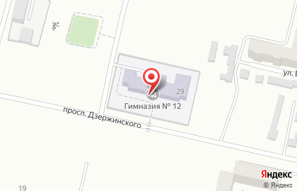 Гимназия №12 на проспекте Дзержинского на карте