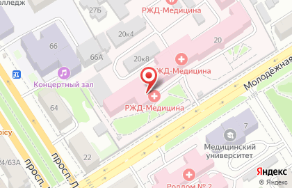 Клиническая больница Ржд-Медицина в Октябрьском районе на карте