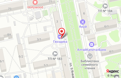 Мини-отель Гвоздика в Барнауле на карте