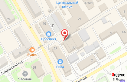 Супермаркет Монетка в Банковском переулке в Краснокамске на карте