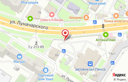 Автостоянка на ул. Луначарского, 1 к1 на карте