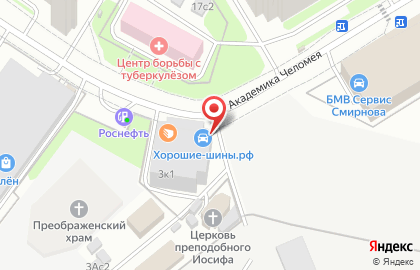 Техцентр Автобам на улице Академика Челомея на карте
