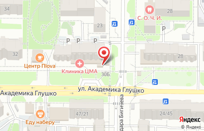 Магазин Электрический мир на улице Академика Глушко на карте