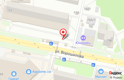Магазин продуктов на улице Ворошилова на карте