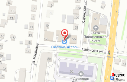 Зооцентр Счастливый слон на Саранской улице на карте
