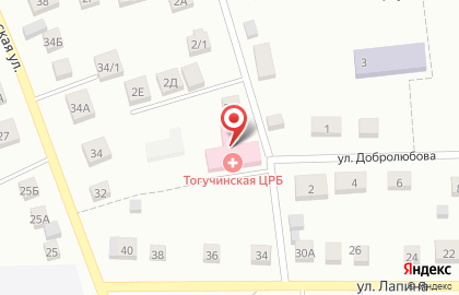 Тогучинская центральная районная больница на Комсомольской улице в Тогучине на карте