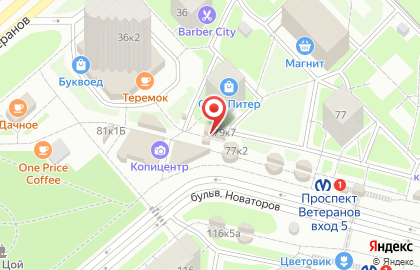 Магазин напитков и кондитерских изделий на проспекте Ветеранов на карте