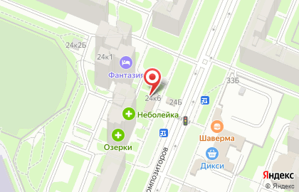 Киоск по продаже фруктов и овощей на улице Композиторов на карте