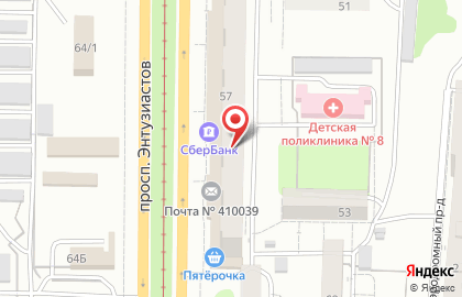 Супермаркет Спутник на проспекте Энтузиастов на карте