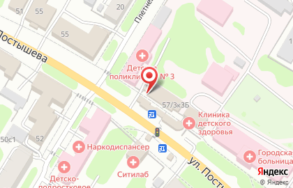 Салон оптики Оптикор на улице Постышева на карте
