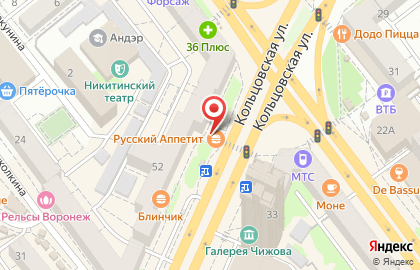 Киоск быстрого питания Русский аппетит на Кольцовской улице, 52б на карте