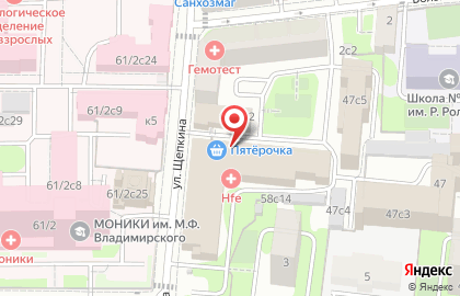 Супермаркет Пятёрочка в Москве на карте