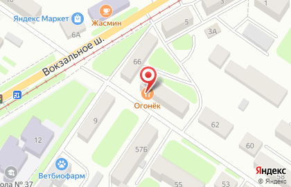 Кафе Огонек на улице Просвещения на карте