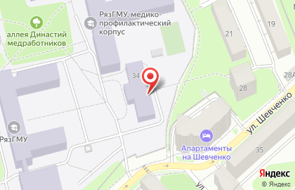 Рязанский государственный медицинский университет им. академика И.П. Павлова на улице Шевченко, 34 на карте