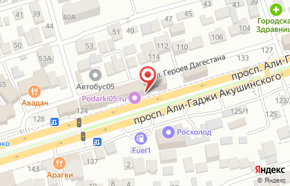 Магазин VapeShop Podarki05.ru на проспекте Али-Гаджи Акушинского на карте