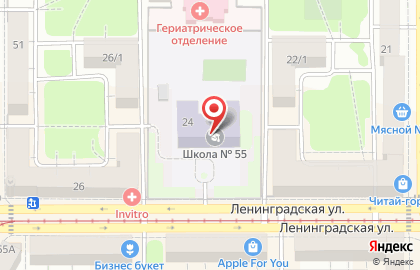 Средняя общеобразовательная школа №55 на улице Ленинградской на карте