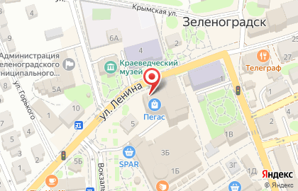 Магазин Хоббит на улице Ленина в Зеленоградске на карте