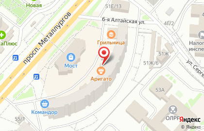Суши-бар Аригато на проспекте Металлургов на карте