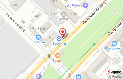 Магазин товаров для животных Зоо Сити на Астраханской улице на карте