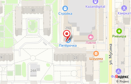Банкомат СберБанк на улице Мусина, 29д на карте