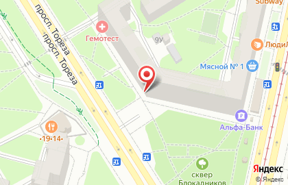 Супермаркет Магнит на проспекте Тореза на карте