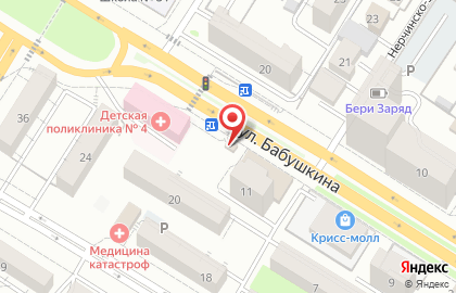 Продуктовый магазин и киоск на улице Бабушкина на карте
