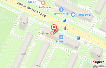 Кафе-кондитерская Хлебник на проспекте Металлистов на карте