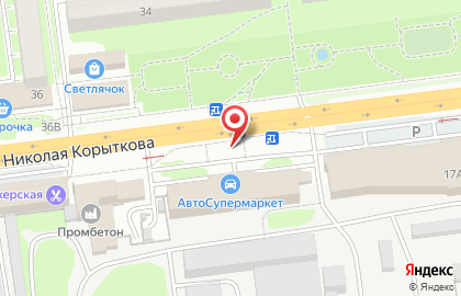 Киоск по продаже печатной продукции Тверьсоюзпечать+О на проспекте Николая Корыткова на карте