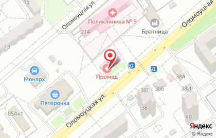 Гастропроктологический центр Промед на Оломоуцкой улице на карте