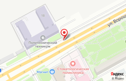 Автостоянка на ул. Ворошилова, 18Б на карте